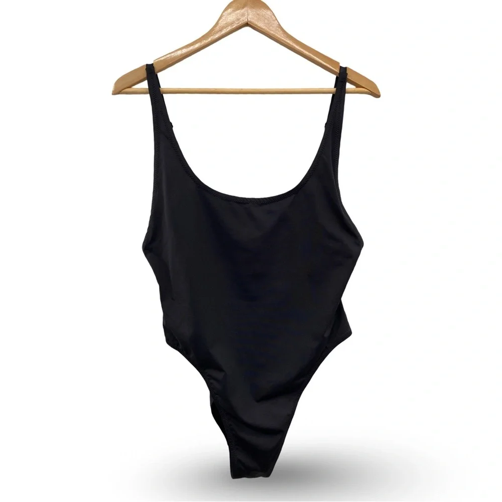 Skims Scoop Neck One Piece Black Onyx Size XL NWT